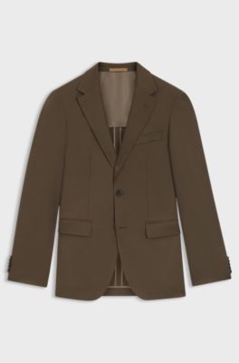 Regular-fit blazer in virgin and textured wool, Khaki