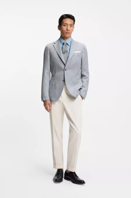 Slim-fit blazer in linen, silk and cotton