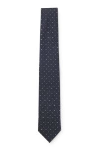 Silk-blend tie with dot pattern, Dark Blue