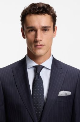 Silk-blend tie with dot pattern, Dark Blue