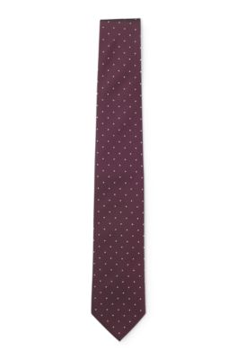 Silk-blend tie with dot pattern, Dark Red