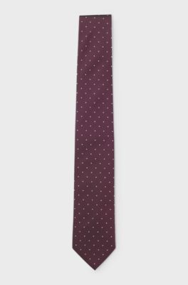 Silk-blend tie with dot pattern, Dark Red