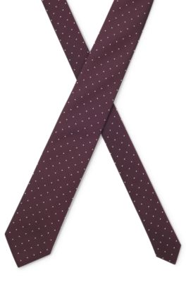 Silk-blend tie with dot pattern, Dark Red