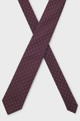 Cravate en soie m&eacute;lang&eacute;e &agrave; pois, Rouge sombre