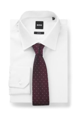 Silk-blend tie with dot pattern, Dark Red