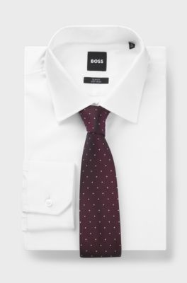 Cravate en soie m&eacute;lang&eacute;e &agrave; pois, Rouge sombre