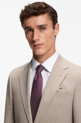 Silk-blend tie with dot pattern, Dark Red