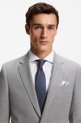 Silk-blend tie with jacquard pattern, Dark Blue