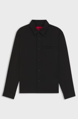 Oversized-fit overshirt van zacht twill met zakken opzij, Zwart