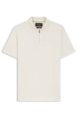 Zip-neck polo shirt in cotton and silk 1