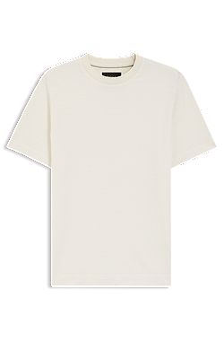  Cotton-silk T-shirt with geometric jacquard