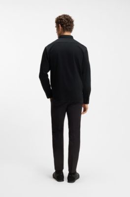 Wrinkle-resistant shirt in cotton jersey with natural stretch, Black