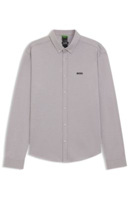 Wrinkle-resistant shirt in cotton jersey with natural stretch, Light Grey