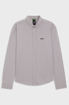 Wrinkle-resistant shirt in cotton jersey with natural stretch, Light Grey