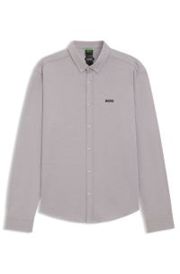 Regular-fit shirt in wrinkle-resistant cotton jersey, Light Grey