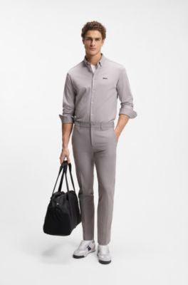 Wrinkle-resistant shirt in cotton jersey with natural stretch, Light Grey