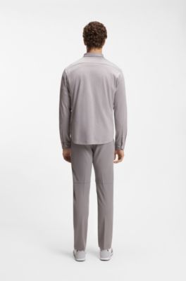 Wrinkle-resistant shirt in cotton jersey with natural stretch, Light Grey