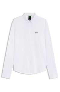 Regular-fit shirt in wrinkle-resistant cotton jersey, White