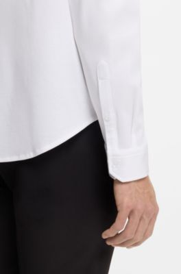 Wrinkle-resistant shirt in cotton jersey with natural stretch, White