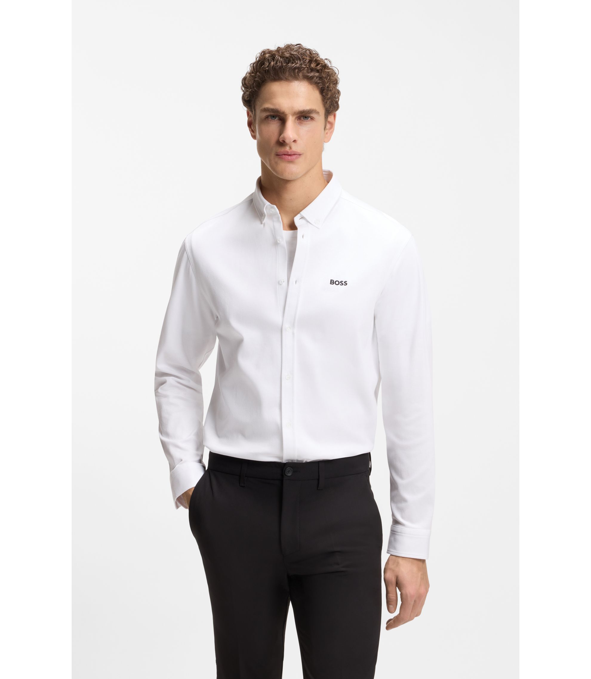 Knitterfreies Hemd aus Baumwoll-Jersey mit natürlichem Stretch