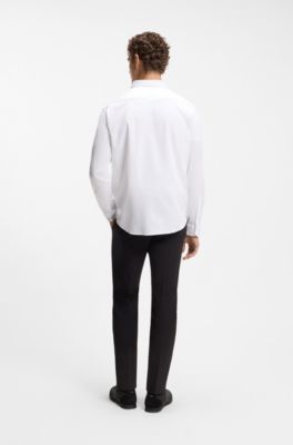 Wrinkle-resistant shirt in cotton jersey with natural stretch, White