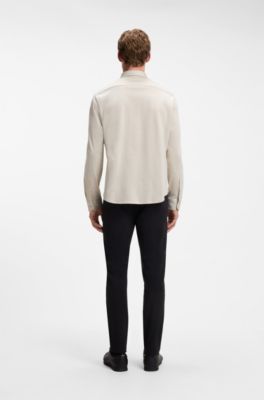 Regular-fit stretch jersey shirt with logo, Light Beige