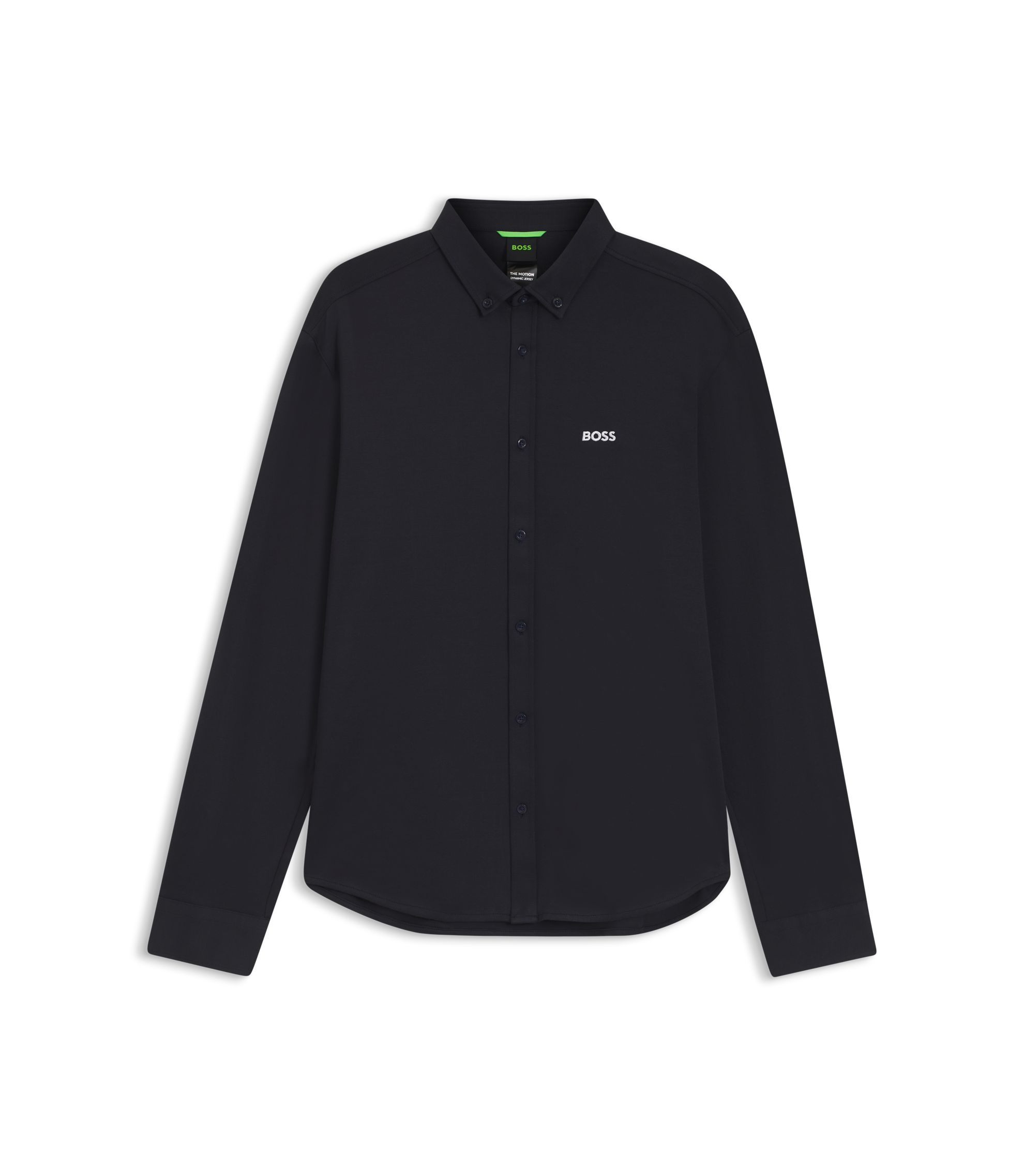BOSS - Wrinkle-resistant shirt in cotton jersey with natural