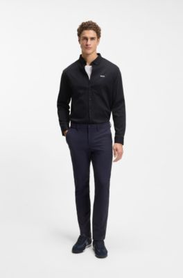 Wrinkle-resistant shirt in cotton jersey with natural stretch, Dark Blue