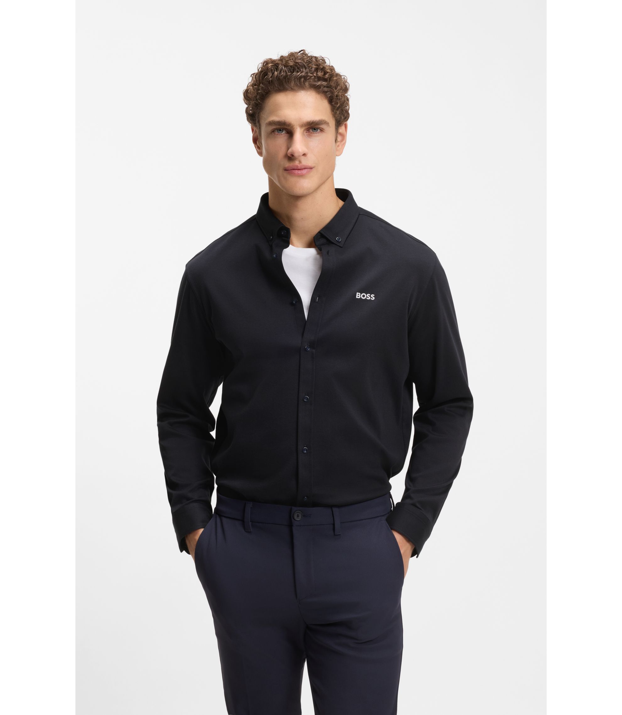 Knitterfreies Hemd aus Baumwoll-Jersey mit natürlichem Stretch