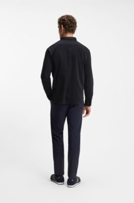 Knitterfreies Hemd aus Baumwoll-Jersey mit nat&uuml;rlichem Stretch, Dunkelblau