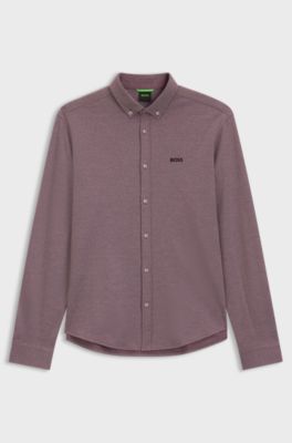 Camicia resistente alle rughe in jersey di cotone elasticizzato, Rosa scuro