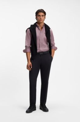 Camicia resistente alle rughe in jersey di cotone elasticizzato, Rosa scuro