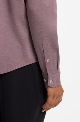 Camicia resistente alle rughe in jersey di cotone elasticizzato, Rosa scuro
