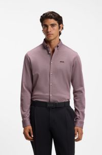 Chemise en jersey de coton infroissable avec stretch naturel, Rose fonc&eacute;