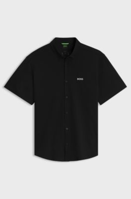Regular-fit shirt in cotton jersey, Black