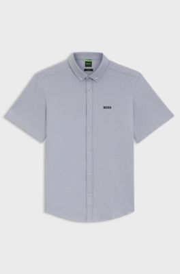 Regular-fit shirt in cotton jersey, Dark Grey