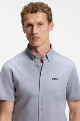 Regular-fit shirt in cotton jersey, Dark Grey