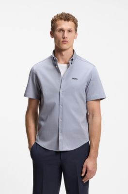 Regular-fit shirt in cotton jersey, Dark Grey