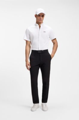 Regular-fit shirt in wrinkle-resistant cotton jersey, White