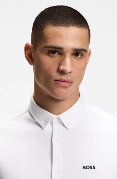 Regular-fit shirt in wrinkle-resistant cotton jersey