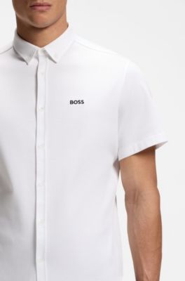 Regular-fit shirt in cotton jersey, White