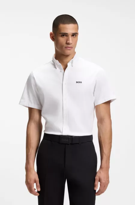 Regular-fit shirt in wrinkle-resistant cotton jersey