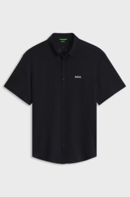Regular-fit shirt in cotton jersey, Dark Blue