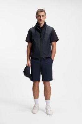 Regular-Fit Hemd aus knitterfreiem Baumwoll-Jersey, Dunkelblau