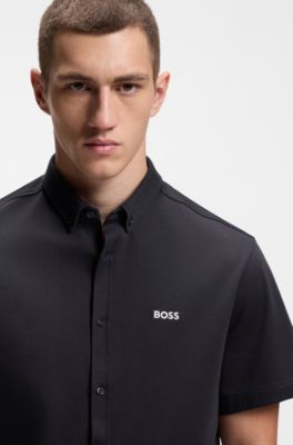 Regular-fit shirt in cotton jersey, Dark Blue