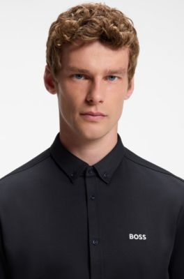 Regular-fit shirt in cotton jersey, Dark Blue