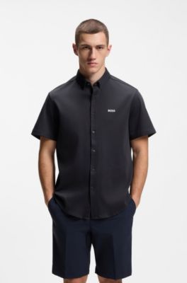 Regular-fit shirt in cotton jersey, Dark Blue