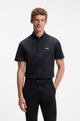 Regular-fit shirt in cotton jersey, Dark Blue