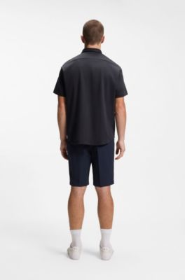 Regular-fit shirt in wrinkle-resistant cotton jersey, Dark Blue