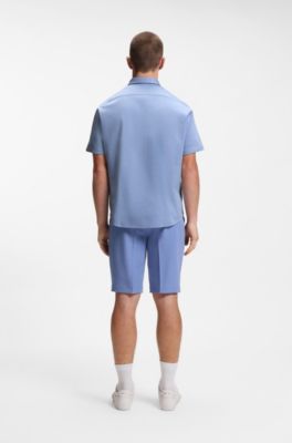 Regular-fit shirt in cotton jersey, Light Blue